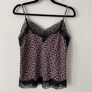 Express Dainty Black Floral Lace Trim Cami Size S Y2K Fairy Grunge Whimsigoth